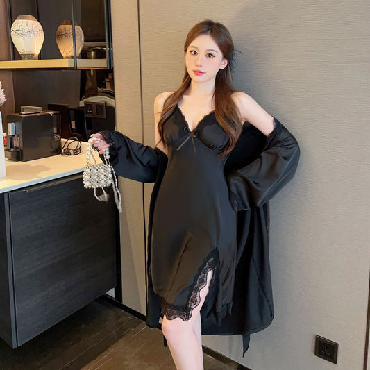 Glacier Silk | Satin Ice Silk Nightdress & Robe Set