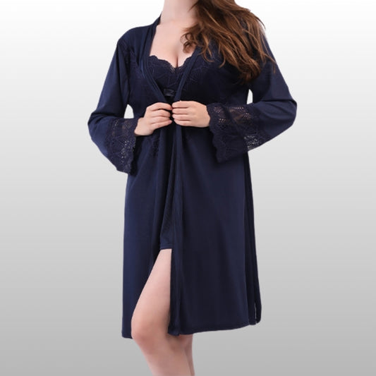La Nuit | French-Inspired Lace Slip Dress & Robe Set