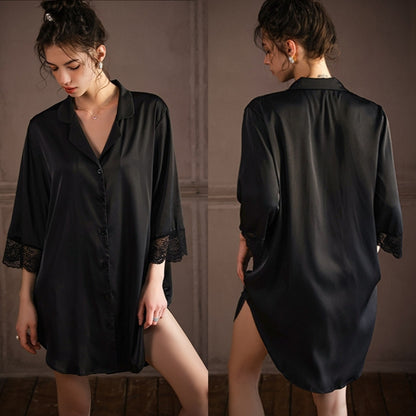 Audrey | Silky Boyfriend Shirt Nightdress