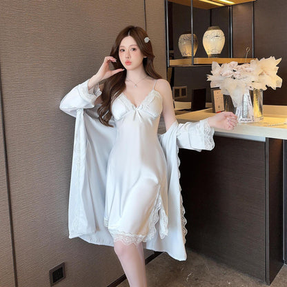Glacier Silk | Satin Ice Silk Nightdress & Robe Set