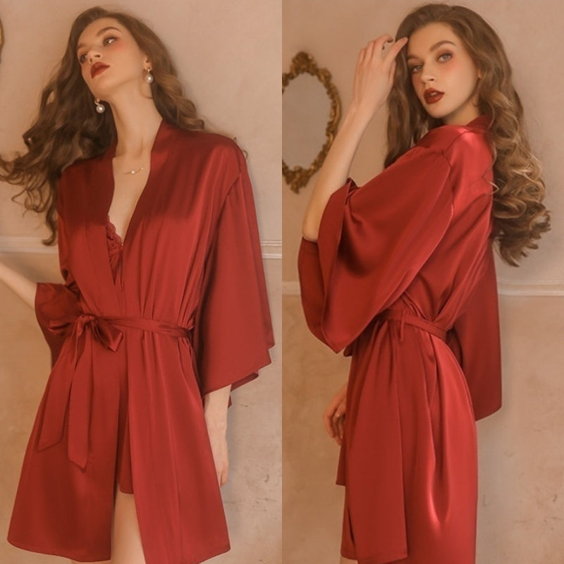 Amoura | French Lace Slip Dress with Matching Robe