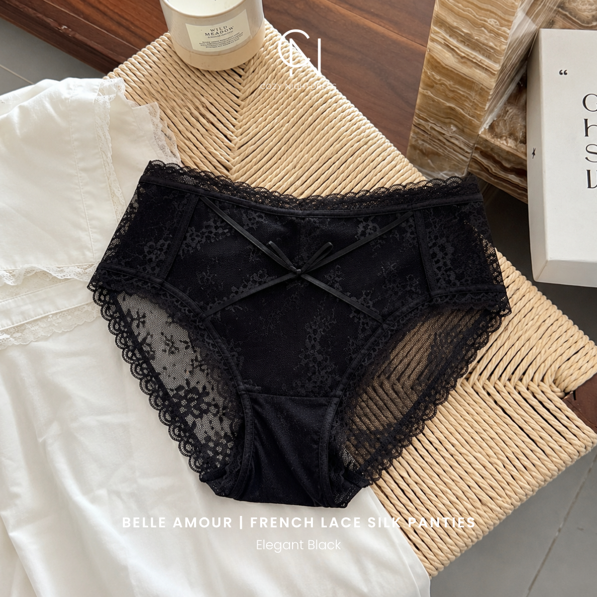 Belle Amour | French Lace Silk Panties