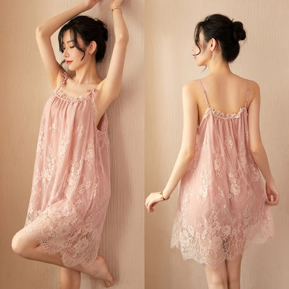 Éclat Lace | Sheer Off-Shoulder Lace Nightdress