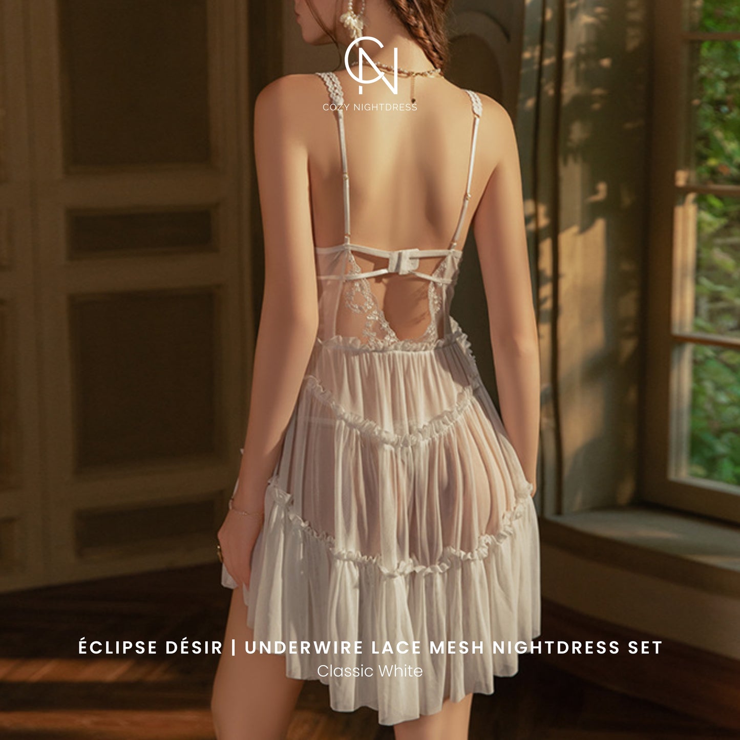 Éclipse Désir | Underwire Lace Mesh Nightdress Set