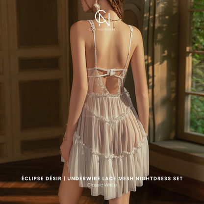 Éclipse Désir | Underwire Lace Mesh Nightdress Set