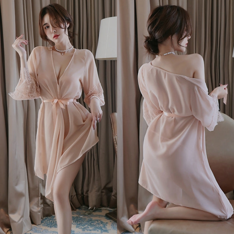 Moonlit Veil | Sheer Lace Chiffon Set