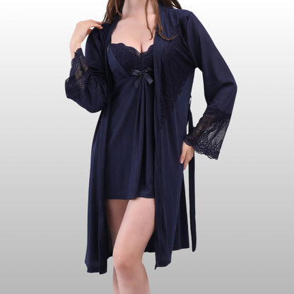 La Nuit | French-Inspired Lace Slip Dress & Robe Set