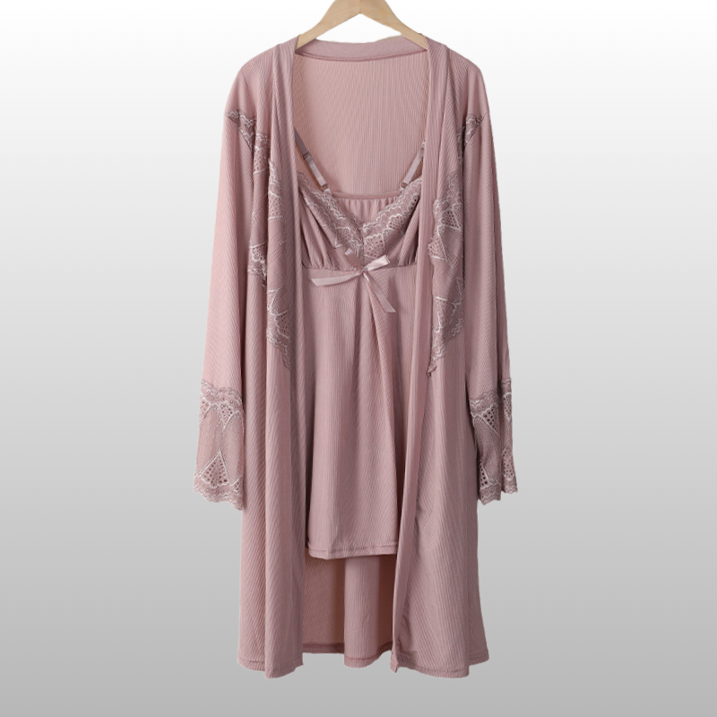 La Nuit | French-Inspired Lace Slip Dress & Robe Set