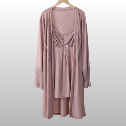 La Nuit | French-Inspired Lace Slip Dress & Robe Set