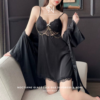 Nocturne Glacé | Ice Silk Slipdress & Robe