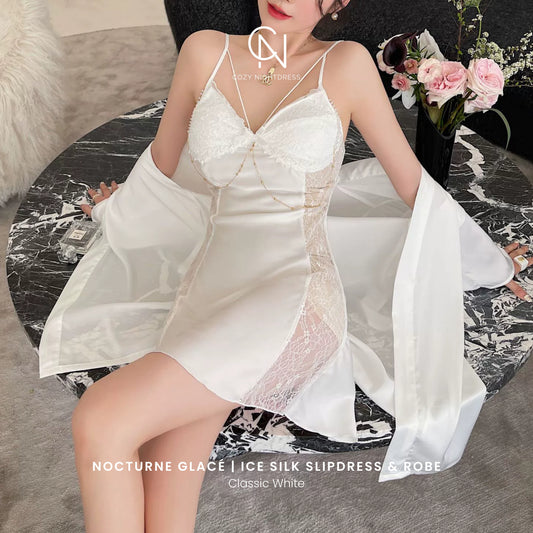 Nocturne Glacé | Ice Silk Slipdress & Robe