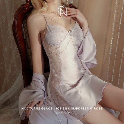 Nocturne Glacé | Ice Silk Slipdress & Robe