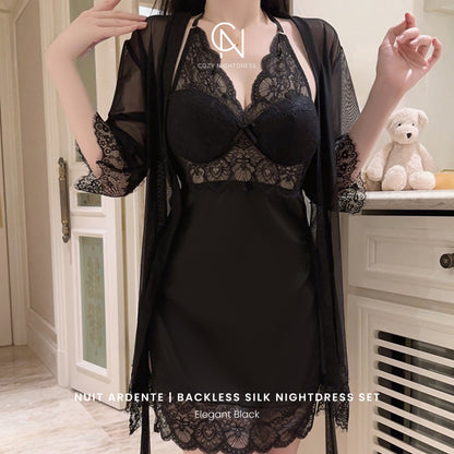 Nuit Ardente | Backless Silk Nightdress Set
