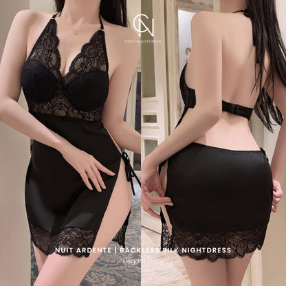 Nuit Ardente | Backless Silk Nightdress Set