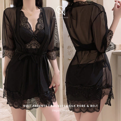 Nuit Ardente | Backless Silk Nightdress Set