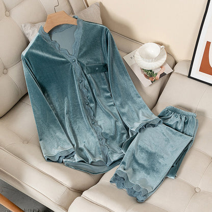 Bella | Plush Velvet & Lace Pajama Set