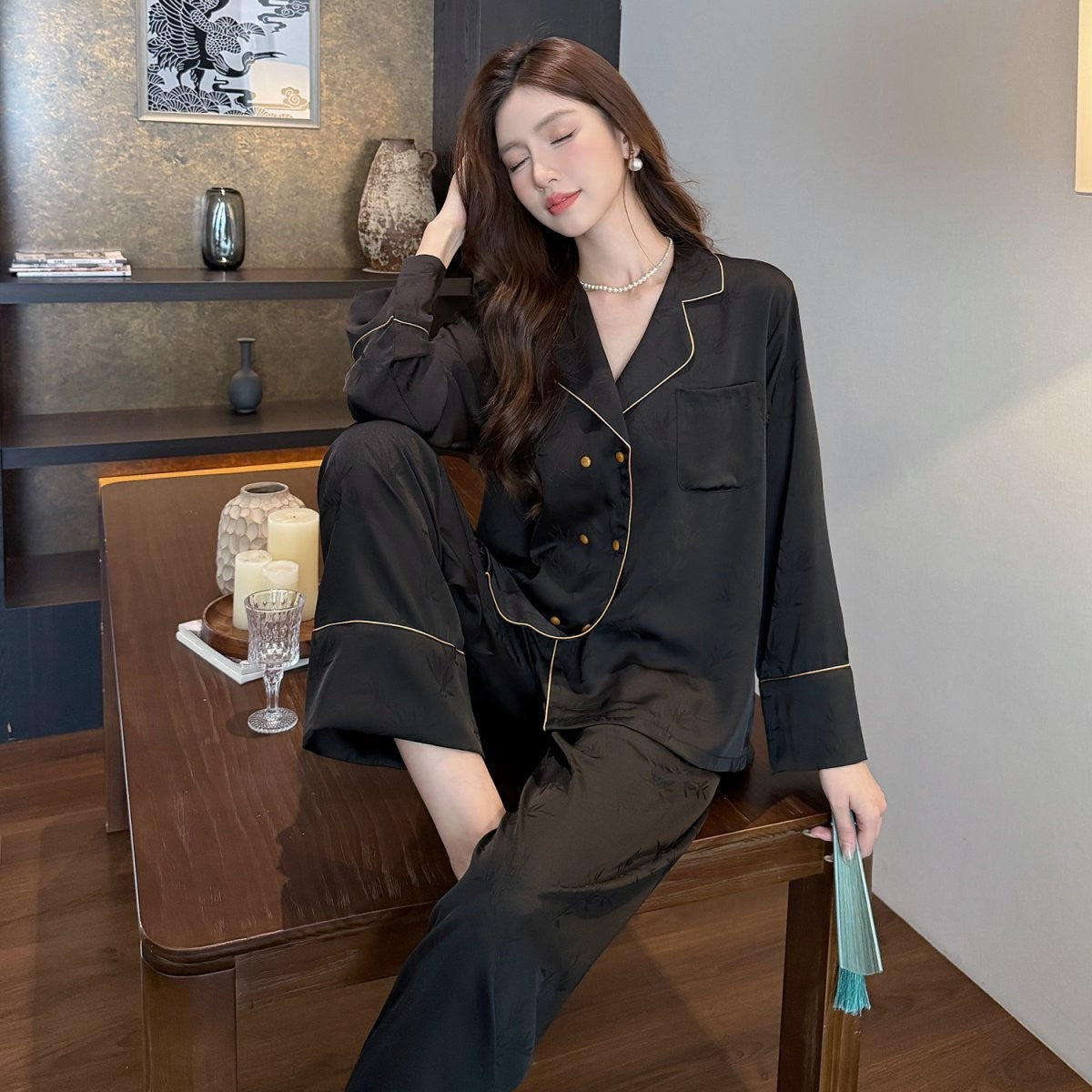 Victoria | Double-Breasted Jacquard Pajama Set