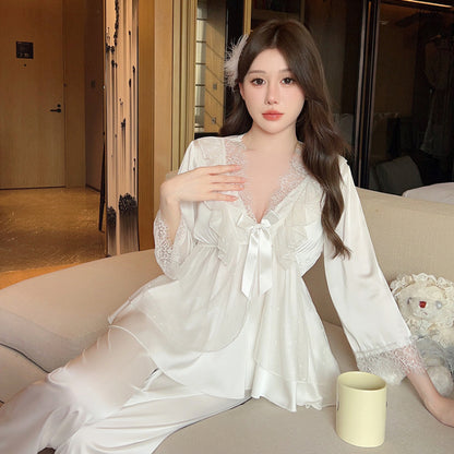 Noire | Lace Peplum & Satin Pant Set