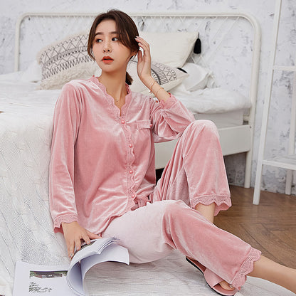 Bella | Plush Velvet & Lace Pajama Set