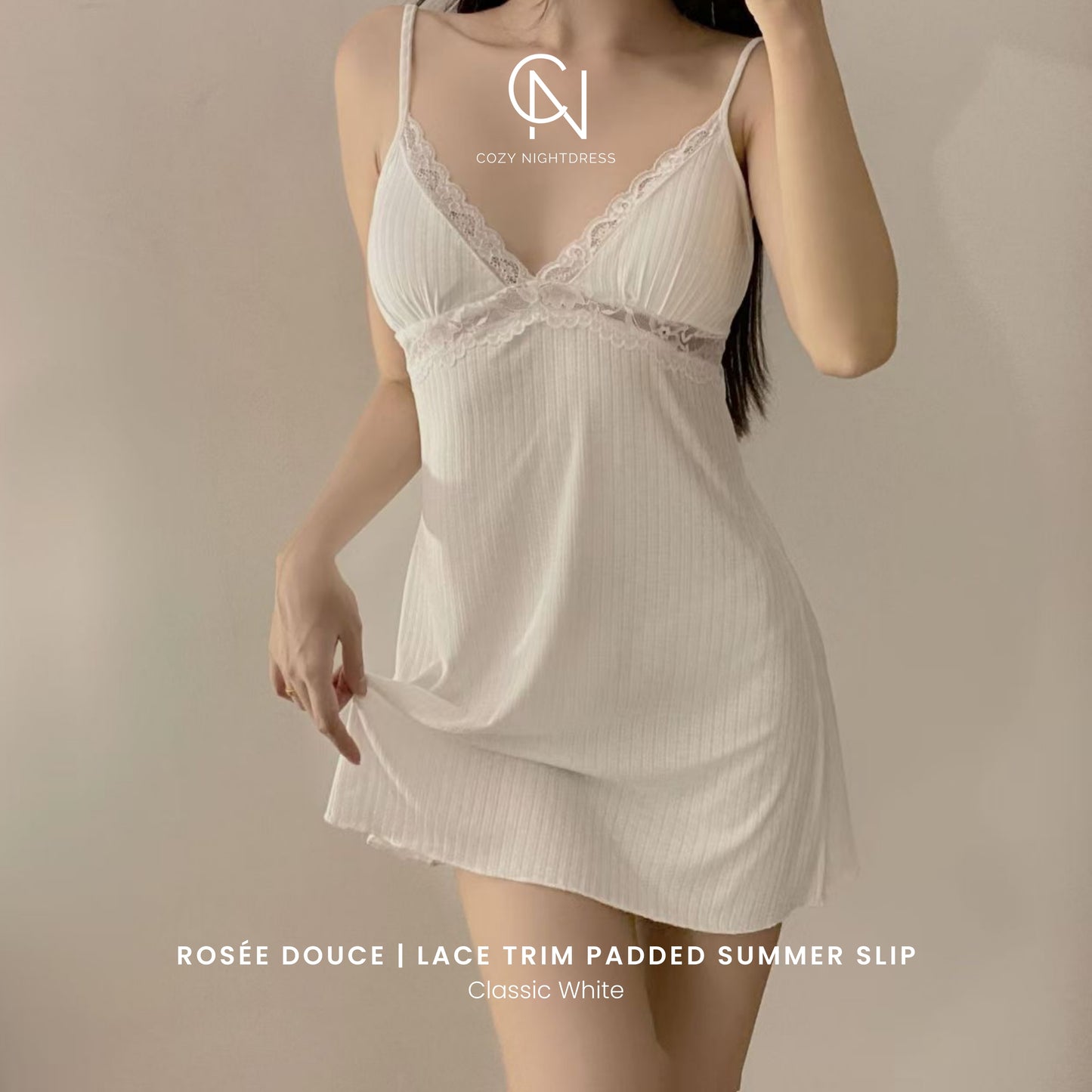 Rosée Douce | Lace Trim Padded Summer Slip