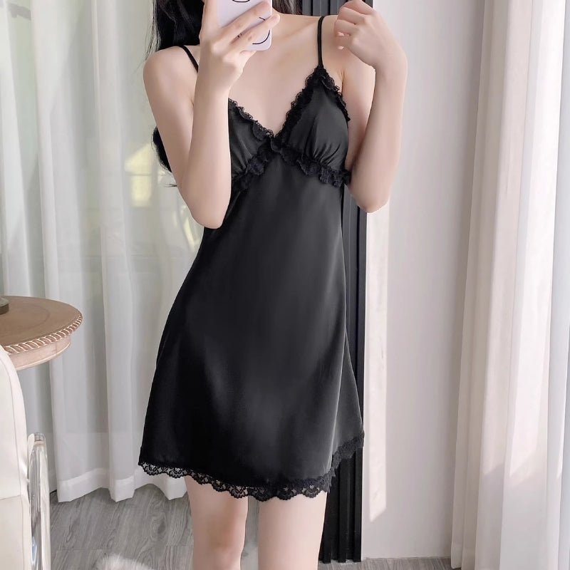 Serène Nuit | Ice Silk Slip Dress & Robe Set