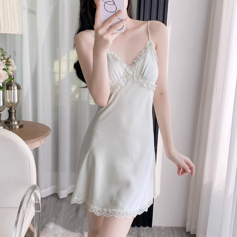 Serène Nuit | Ice Silk Slip Dress & Robe Set