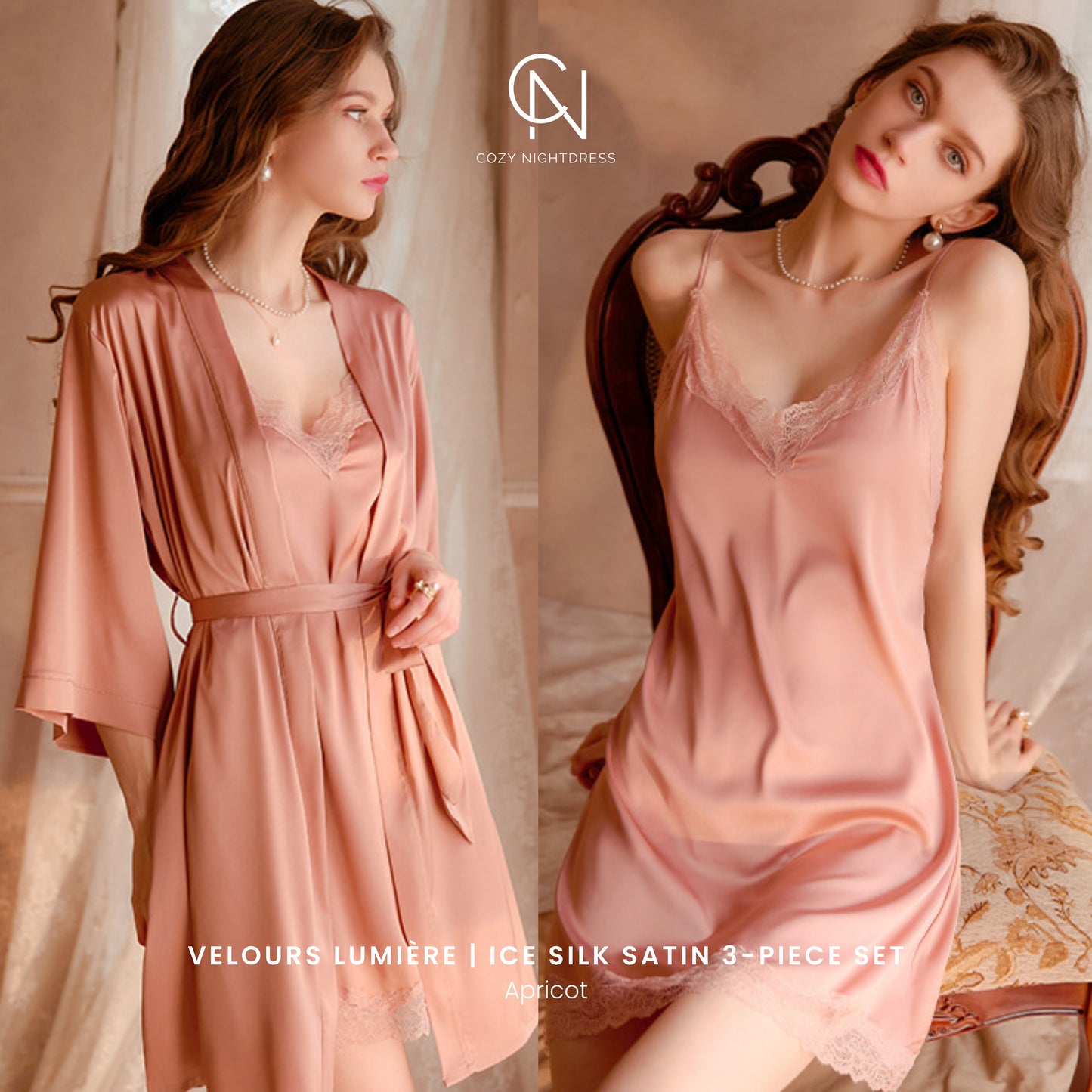 Velours Lumière | Ice Silk Satin 3-Piece Set