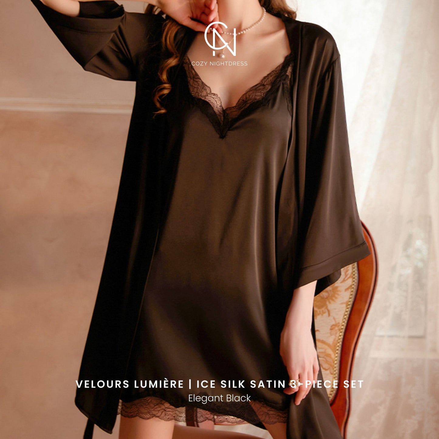 Velours Lumière | Ice Silk Satin 3-Piece Set