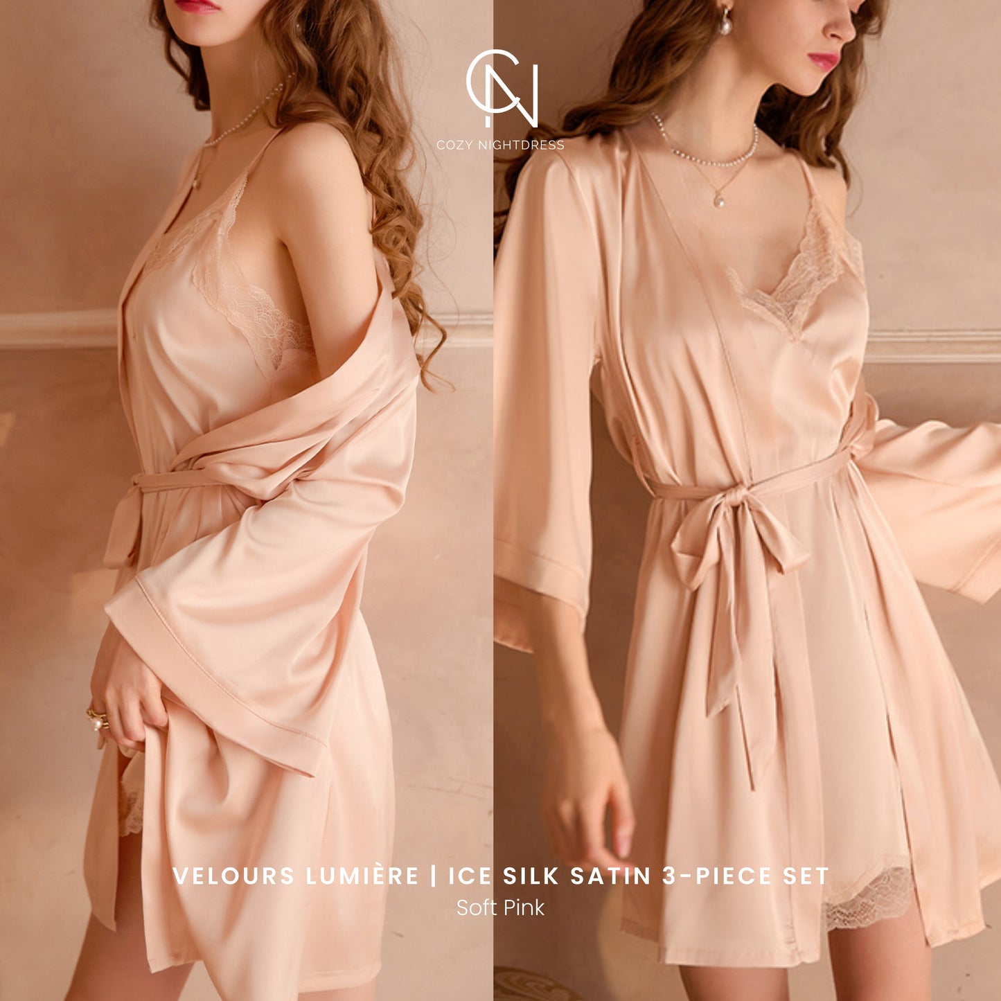 Velours Lumière | Ice Silk Satin 3-Piece Set