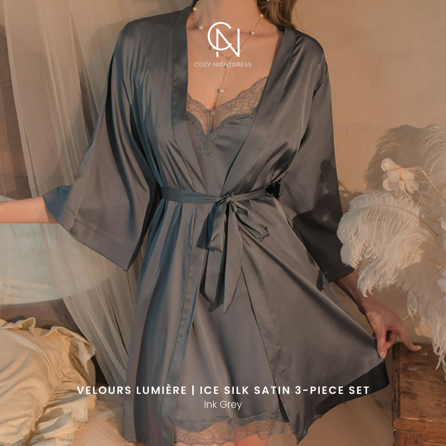 Velours Lumière | Ice Silk Satin 3-Piece Set