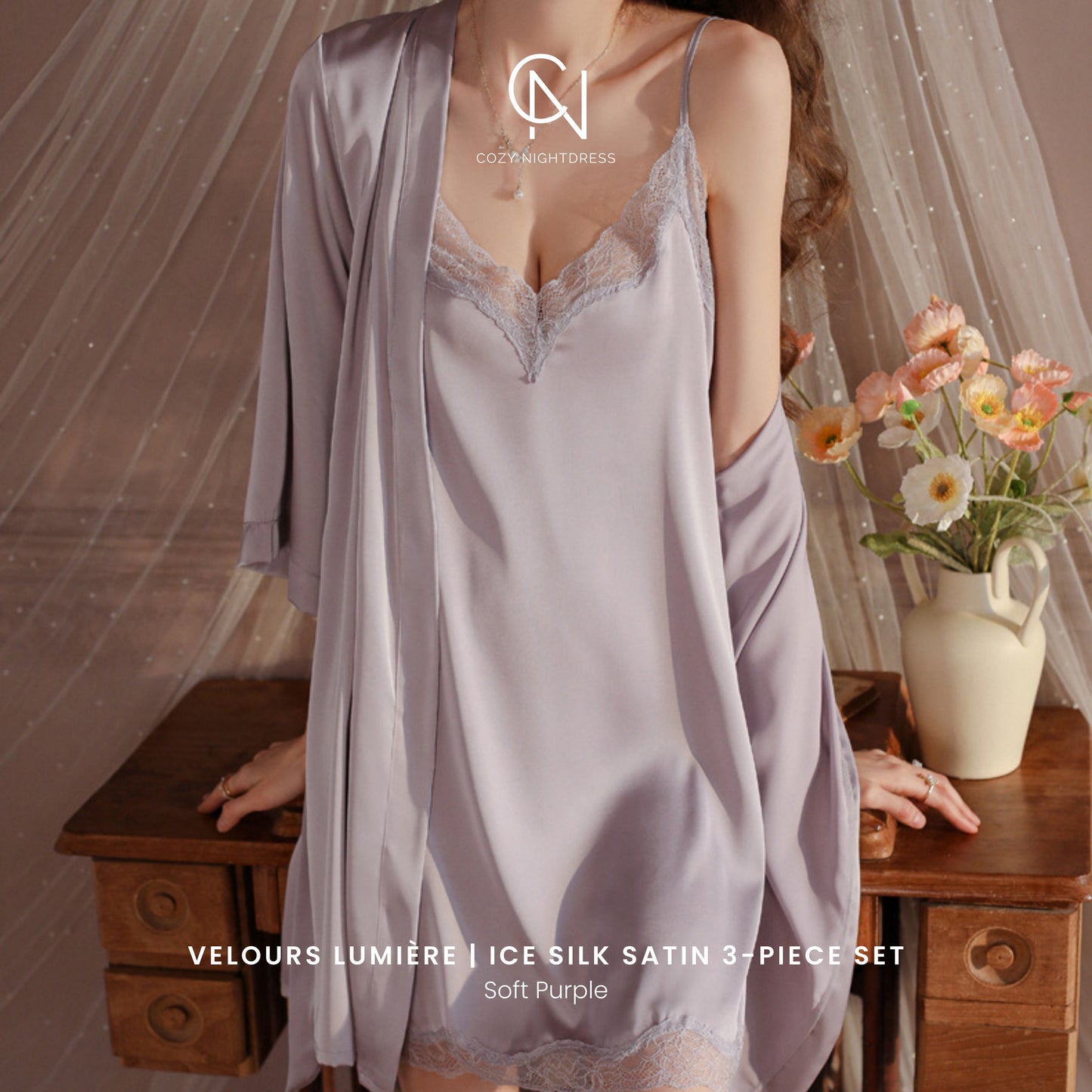 Velours Lumière | Ice Silk Satin 3-Piece Set