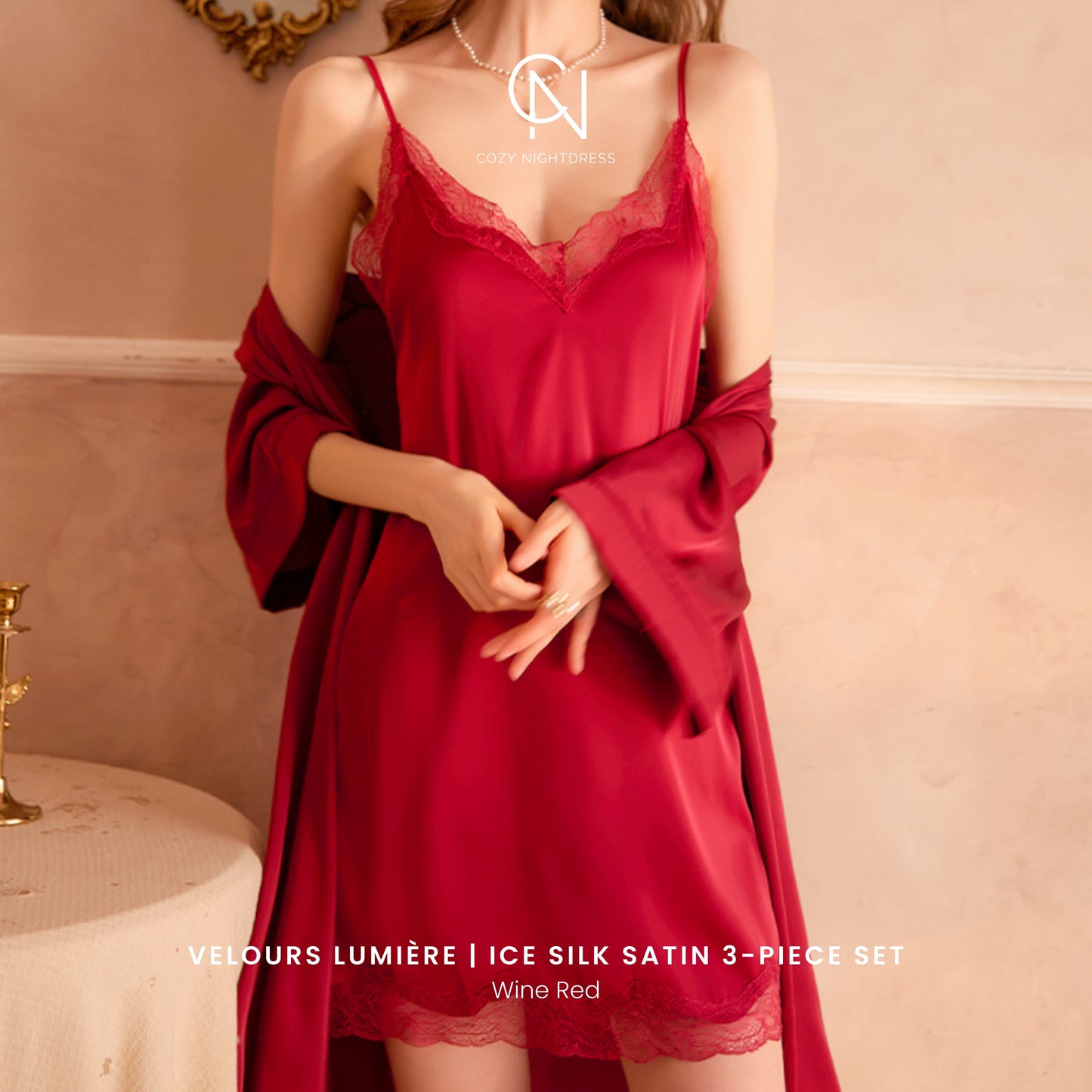 Velours Lumière | Ice Silk Satin 3-Piece Set